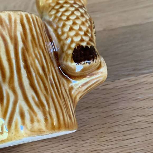 VTG Owl Toothpick Holder 70s Japan Tree Stump Ceramic Flowers Retro Boho Kitchen - Picture 9 of 10